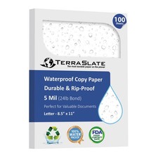 TerraSlate Premium Waterproof Paper, 5 MIL 8.5  x 11  , Laser Printer  Copy M...