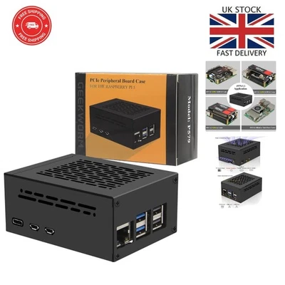 Compact Raspberry Pi 5 Metal Case with M.2 NVMe SSD Support & Heat Dissipation