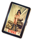 Bettie P. 1945 pinup Cigarette Case Retro Handmade STRIKE Metal Wallet Stash