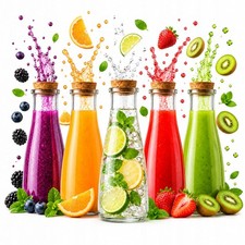 5x Glasflaschen LONDON 350ml Karaffe f&uuml;r Saft, Alkohol, &Ouml;l, Wasser Geschenk