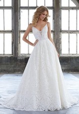 Mori Lee 8204 Kasey Ivory Lace Wedding Dress With Pockets Size UK 10