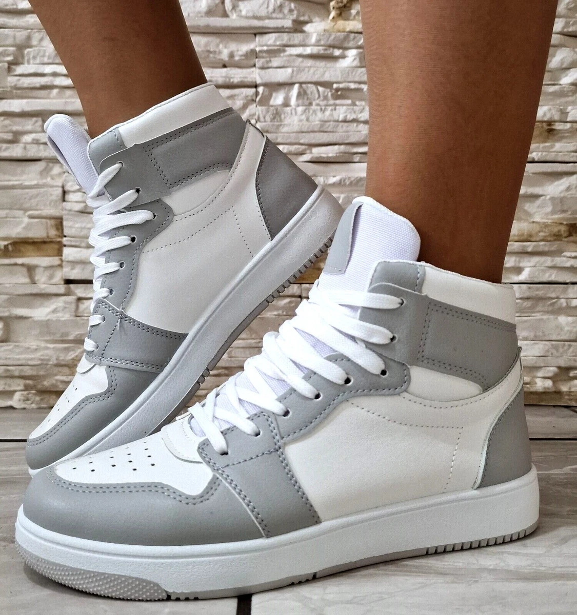 Grey high top trainers cheap