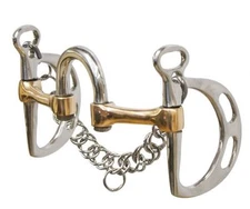 English Horse Saddle Kimberwick Correction Snaffle Bit w/ Stainless Curb Chain