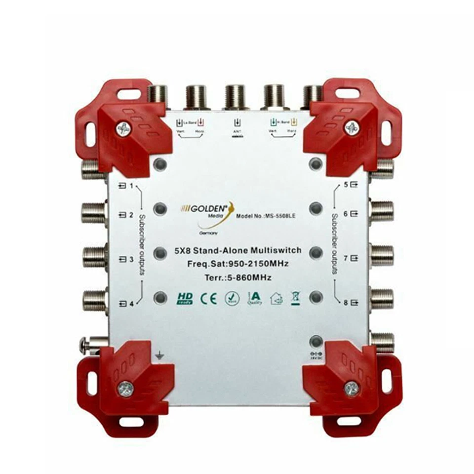 Golden Media 5×8 Stand-Alone 5 in 8 out Multiswitch With FREE 0.1dB Quattro LNB - Image 2 of 3