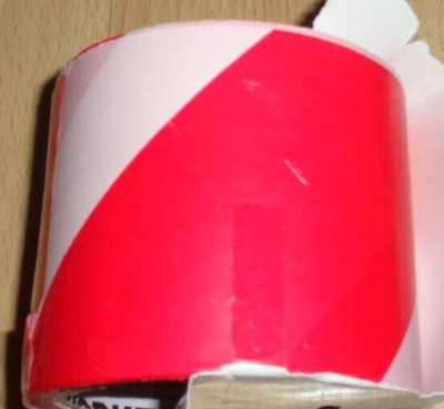 50m x80mm Rolle ABSPERRBAND rot-weiß Flatterband,Warnband,NEU!Grundpreis 0,08 /m