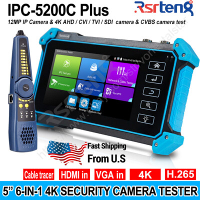 Rsrteng 4K IP CCTV Tester Camera Monitor CVI AHD SDI TVI WIFI VGA PC-5200C Plus