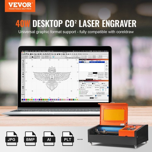 40W Desktop CO2 Laser Engraver, 12 x 8 in, 11.8 IPS Laser Cutter Machine with Wa - Picture 2 of 7