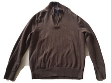 Tommy Hilfiger Chocolate Brown 1/4 Zipper Cotton Sweater Size Large Men  s