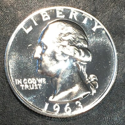 1963 Silver Washington Quarter - Superb Proof- High Quality Scans #P481