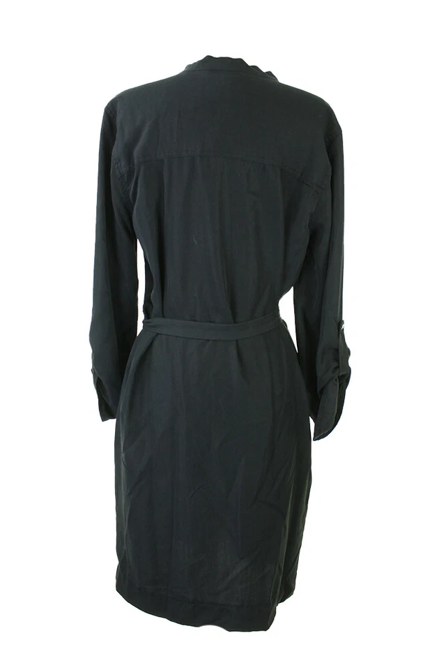 Studio M Black Roll-Tab-Sleeve Shirtdress XS - Image 2 of 4