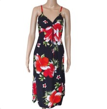 Women's floral Dress Sze 8-10 black red Summer Beach Cocktail Evening Sundress