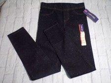 Cherokee Girls Denim Jegging Size 10 Dark Rinse Glitter Elastic Waist NWT