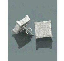 2Ct Lab Created Diamond Round Unisex Cluster Stud Earrings 14K White Gold Plated