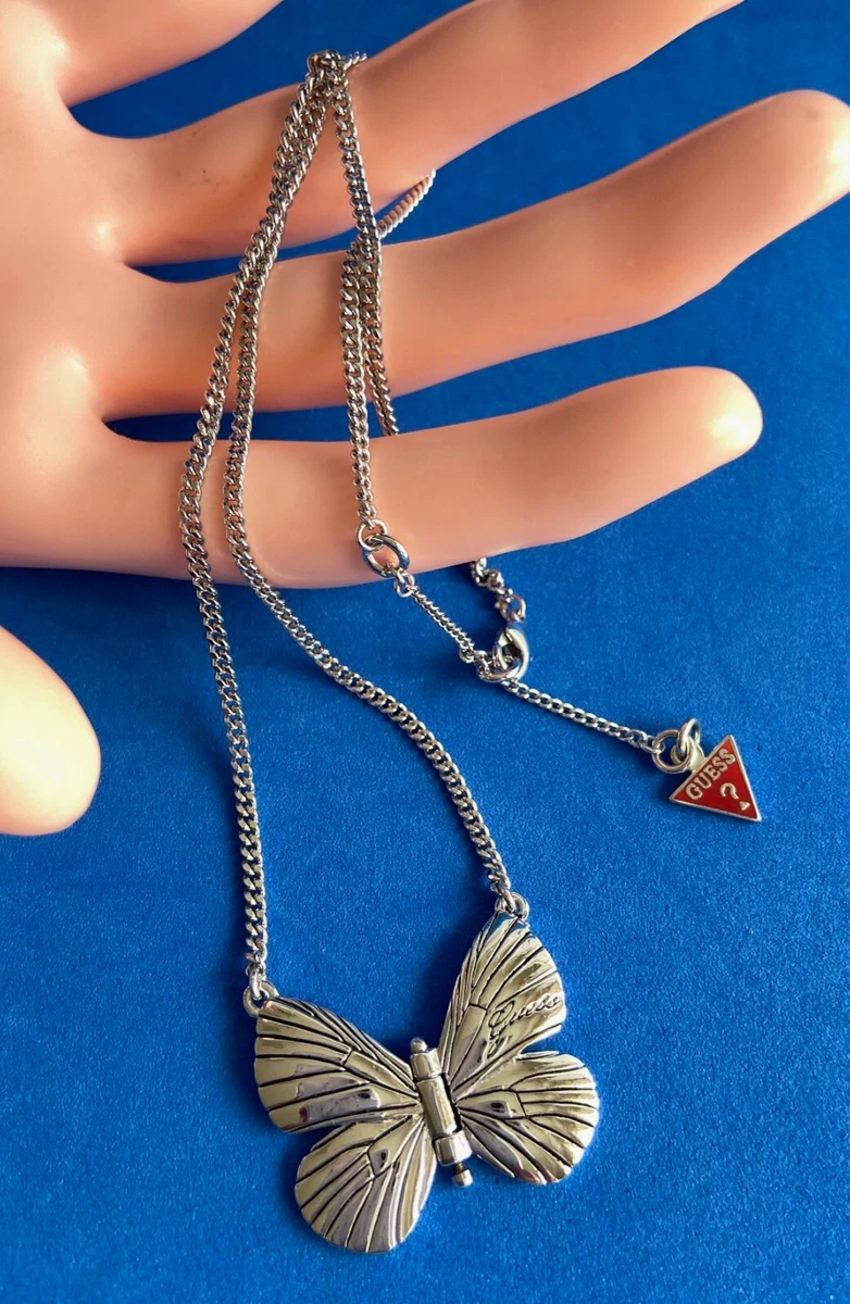 GUESS Butterfly Necklace Articulated Signed Guess Tag Adjustable