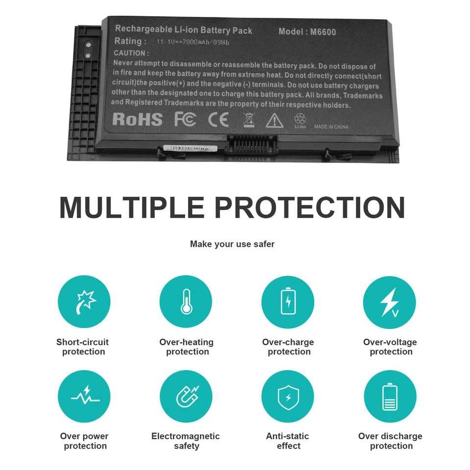 Batería para Dell Precision M4600 M4700 M4800 M6600 M6700 M50 FV993 FAST 7200mAh Foto 4 de 4