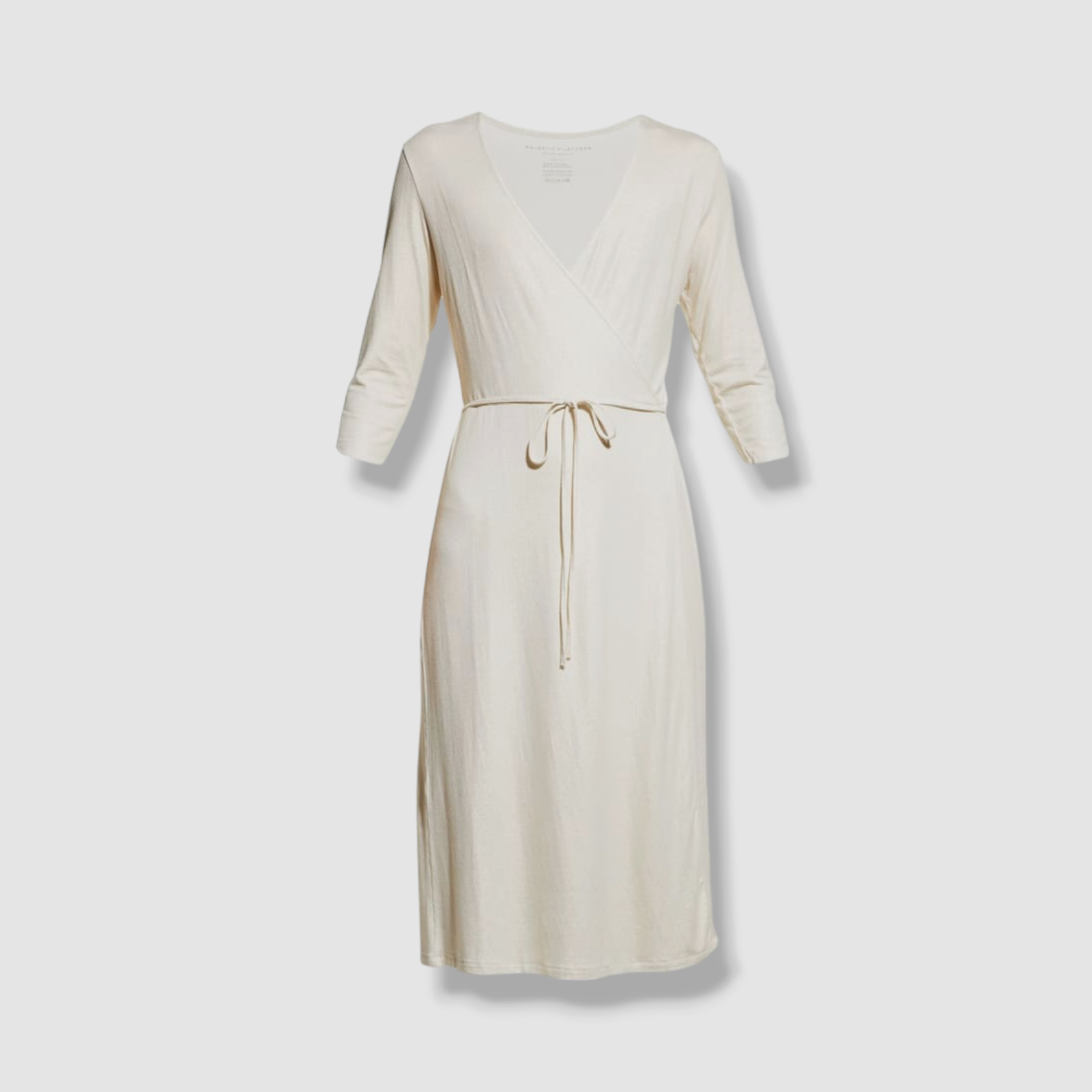 $300 Majestic Filatures Women's Gold 3/4-Sleeve Metallic Wrap Dress Size 4