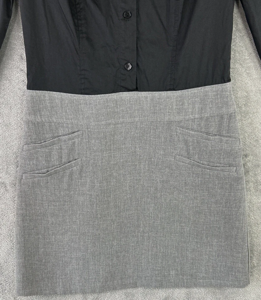Democracy Women's 4 Gray Black Short Sleeve Dress Blouse Skirt Faux Suit Office - Image 3 of 4