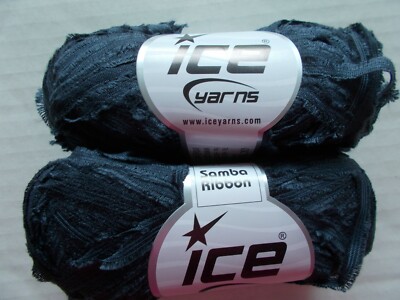 Ice Yarns Samba Ribbon textured yarn, navy, lot of 2 (121 yds ea)
