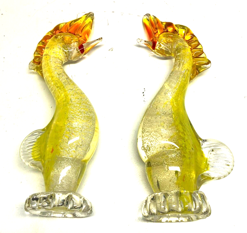 OLD Antique Statue Art Glass Vintage Murano Pair Of Tall Bird 8 1/4" Very Rare - Picture 2 of 8