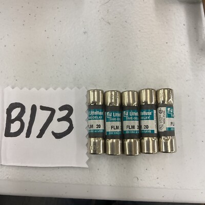 LOT OF 5 LITTELFUSE FLM-20, 20A, 250V, CLASS CC TIME DELAY FUSES- ECS