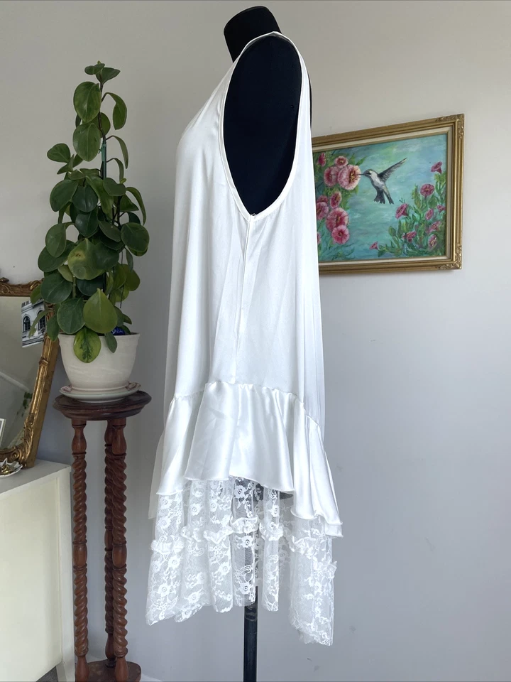 Boutique Womens Satin Drop Waist Slip Dress Size S Fairy Whimsical Coquette Soft - Image 3 of 4