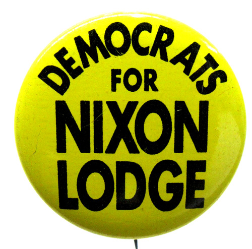 1960 DEMOCRATS FOR NIXON LODGE President 1.25" tin litho pinback button ^