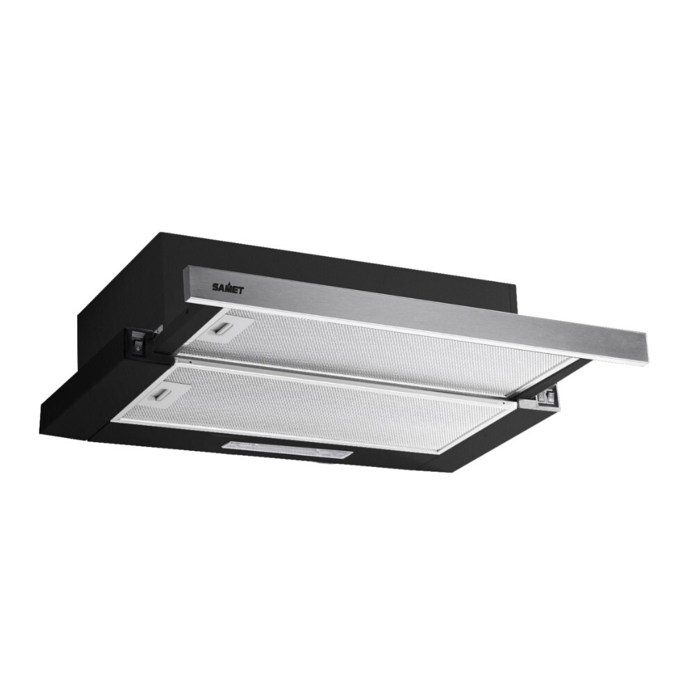 Cappa sottopensile nera con frontalino estraibile inox 60 cm - NEWSLIM