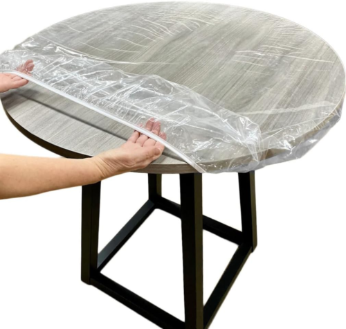 Clear Plastic round Table Cover - Heavy Duty Transparent Vinyl Tablecloth - Elas - Picture 9 of 12