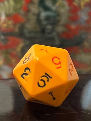 Older vintage Gamescience d20 opaque orange rpg ad&d dice 121524@