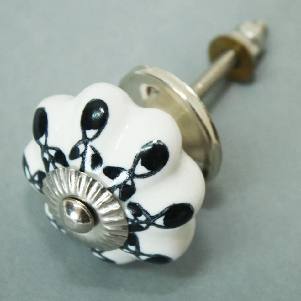 Möbelknopf Porzellan Möbelknöpfe Keramik Möbelknäufe Knauf Tür Schwarz Weiß zw - Bild 2 von 4