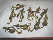 12 Baby Brush Hog Style Lures 5" Bass Fishing Lures Crawdad Lure / Lizard Lure