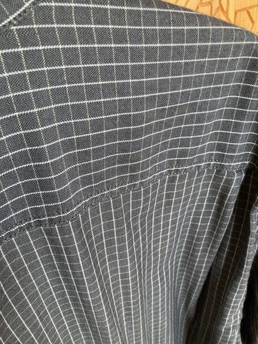 Men's Calvin Klein 00s vintage cotton shirt XL, dark grey with white line checks - Picture 7 of 11
