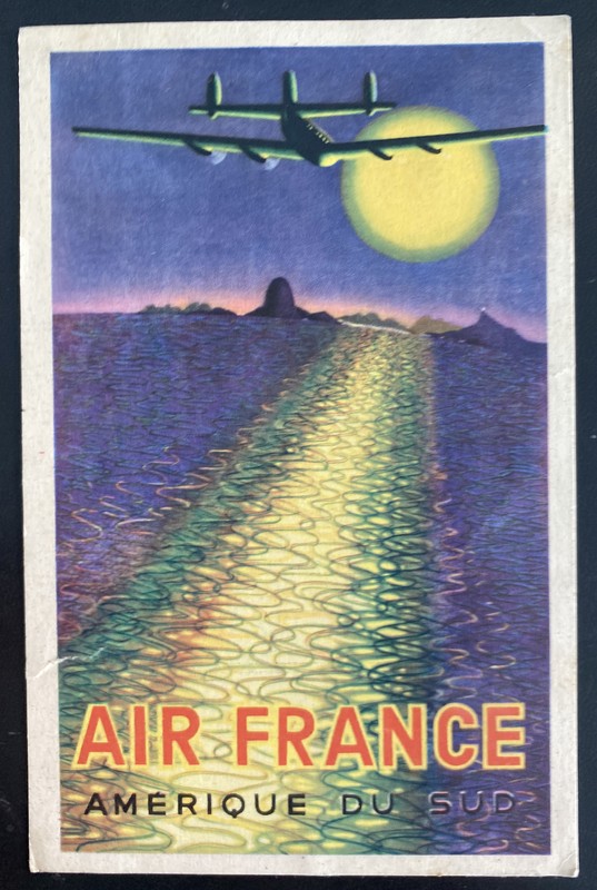 1949 Paris France Picture Postcard Cover To Veslud Air France South América Adve