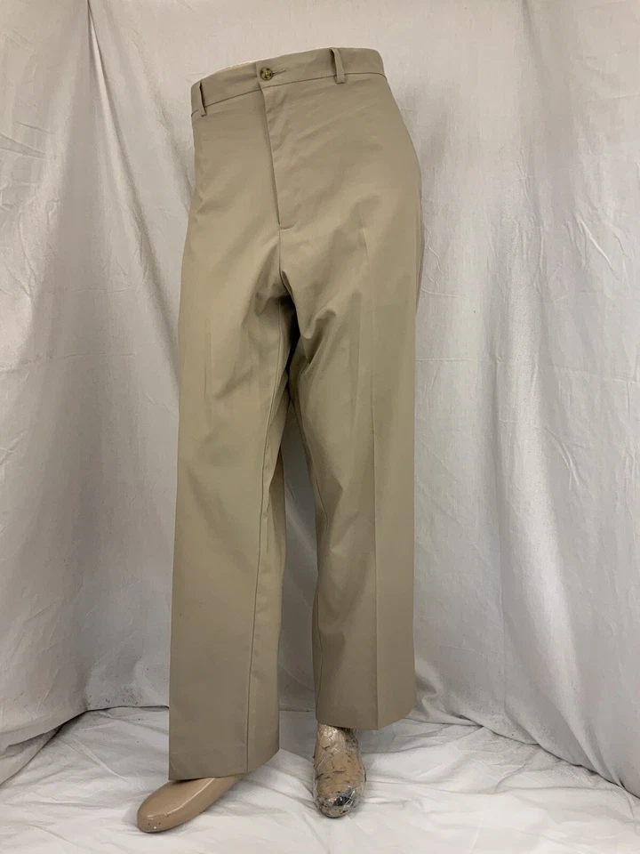 Pantalones de golf Champions Tour para hombre 38x32 tostados poli frente plano usados dos veces YGI Q1-515 Foto 2 de 4