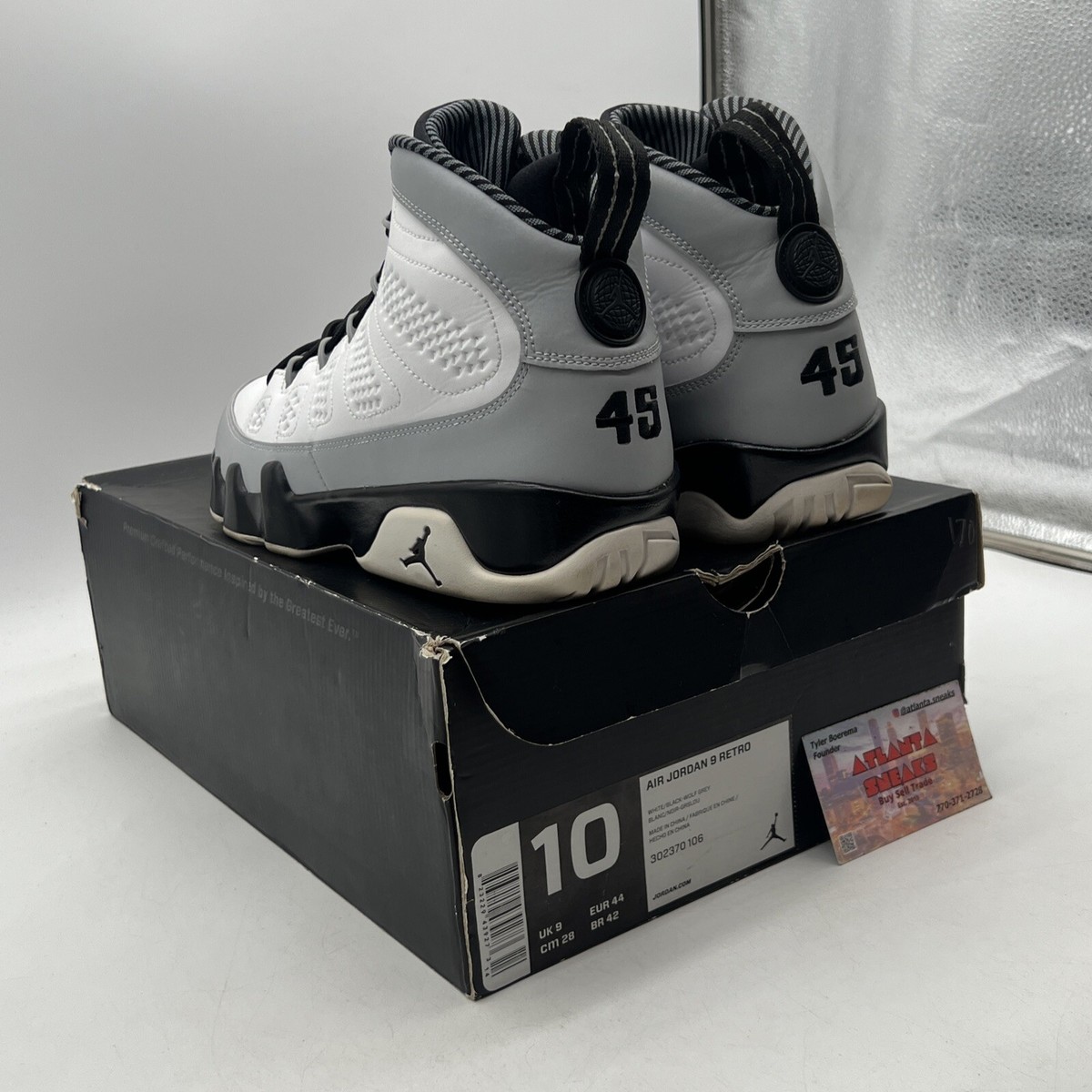 Size 10 - Air Jordan 9 Retro Barons Black White Grey Leather
