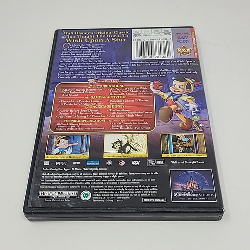 Pinocchio (DVD, 2009, 2-Disc Set, 70th Anniversary Platinum Edition) Disney - Picture 2 of 4