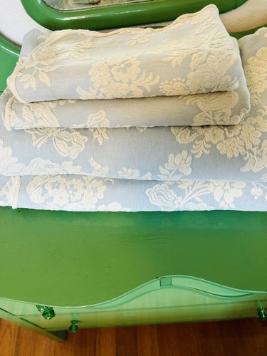 *2*Twin Coverlet Sets- Cream Damask French Toile On Light Blue - New/No flaws/ - Picture 19 of 21
