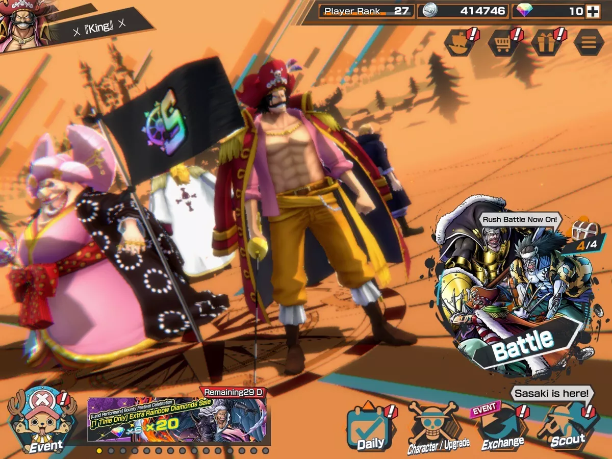 3EX One Piece Bounty Rush Account With MAX Roger, MAX Big Mom, And Kid And  Law