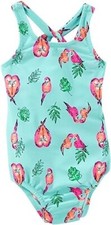 NWT Osh Kosh B'Gosh Little Girls Turquoise Printed One-Piece Swimsuit Size 10