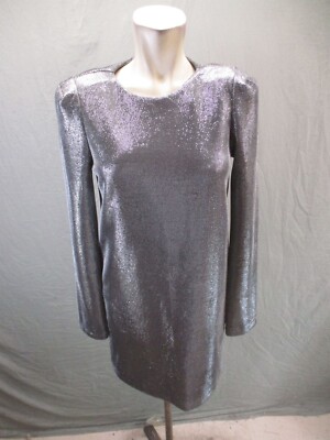 H&M Size 8 Women Silver Back Keyhole Crew Neck Long Sleeve Short Party  Dress 004 | eBay