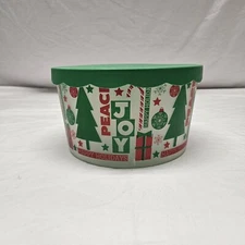 Greenbrier International Inc Christmas Green Plastic Container W/ Cover 4.5x8 