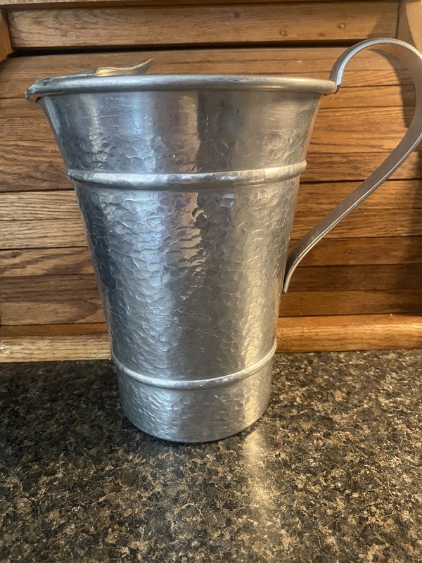 Vintage Gailstyn Pitcher Hammered Aluminum Ice Guard Farmhouse Chic Cottage  8"