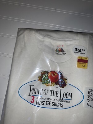 Vintage 1960s Fruit Of The Loom T Shirts Size 8 Boys White 3 Pack