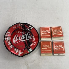Vintage Round Coca-Cola Ashtray With Coca Cola Match Boxes