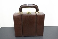 Brown Faux Jewelry Organizer Travel Case Carrier with Handle