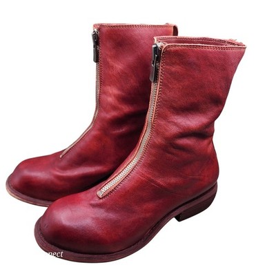 GUIDI PL2WZ RED 極美品　40 Guidi PL2 Full grain horse leather front zip boots red US 7 Italy
