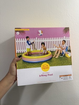 Sun Squad 3-Ring Inflatable Pool Vinyl Multicolor Round 5 ft 6 in Diameter