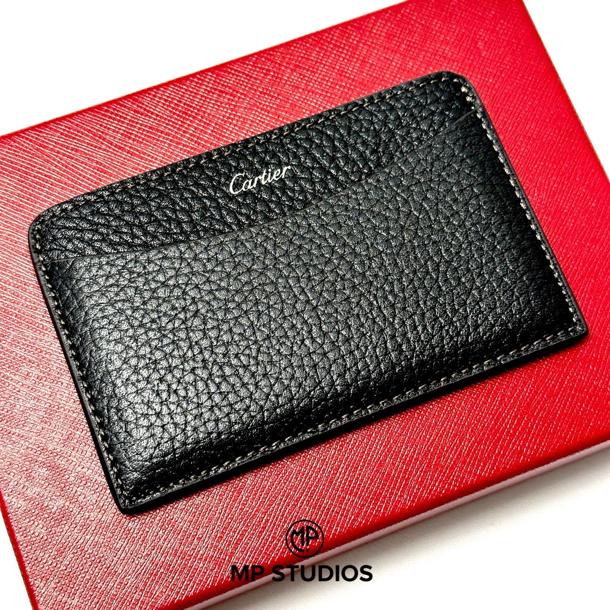 【Cartier】Cartier card holder Cartier Signature Cardholder Black Calfskin Leather Wallet