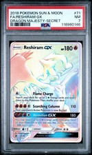 Pokémon Reshiram GX (Secret) 71/70 Dragon Majesty Holo PSA 7