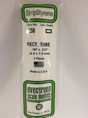 Evergreen 258 Plasticcart Rectangular Tube 4,8x7,9mm Polystyrene Rechteckrohr